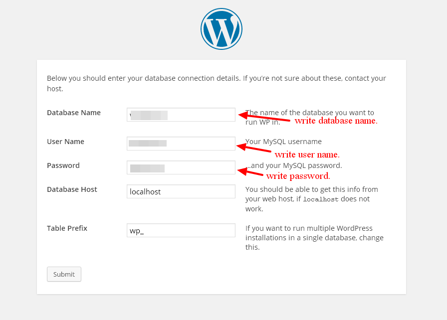 wordpres-installation-database-details